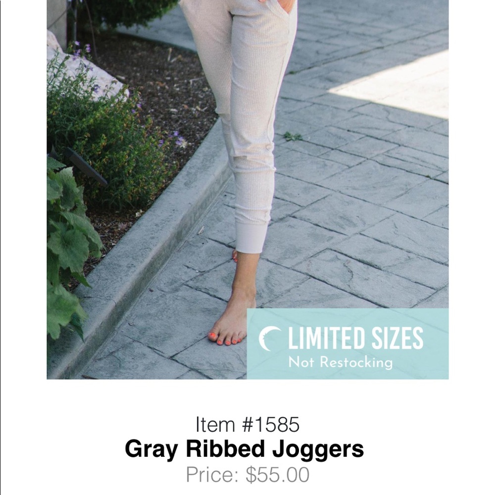 Zyia Gray Ribbed Joggers - Picture 9 of 11